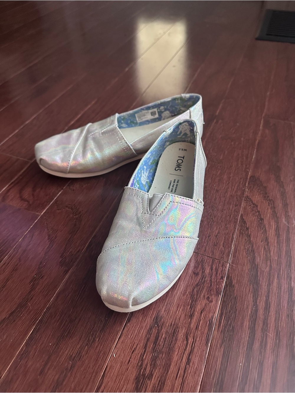 Toms Women’s Iridescent Slip-On Flats - Silver Holographic